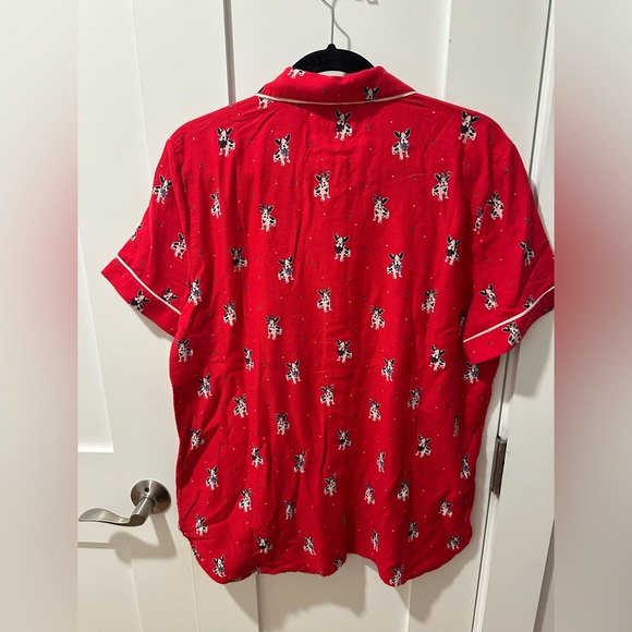 NWT LOFT Sleep Red French Bulldog Pajama Top (Size M) - Picture 3 of 4